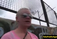 Beautiful busted blonde fucked on the street