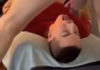 Shemale fucking throat and cumming