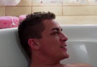 Hot big tits mature fucking her boy in a bath