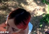 BLOWJOB IN WOODS CLOSE UP   CUM ON TITS