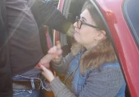 Girl glasses minet car cumshot