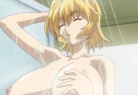 Rubia hentai toma una ducha caliente