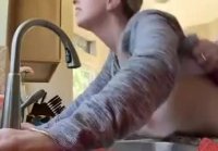 Homemade porn with busty amateur fucking in the kitchen