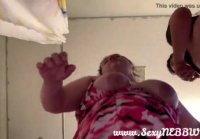 Fat mom gets cum in mouth