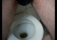 Moron at home pissing in toilet through panties