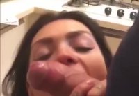 Beautiful girl sucked dick in the kitchen