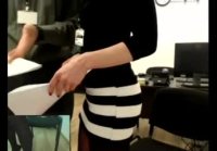 Blonde secretary shows at work