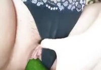 Fucked pussy with cucumber