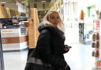 Blonde German in Black down Jacket Orgasm