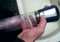 A guy pleases his big dick with a new sex toy