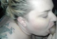 Complete swallow and gag on cum blowjob