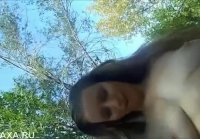 Guy fucks pretty girl in forest