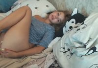 Beautiful Russian student undresses in front of webcam (blonde