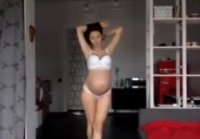 Pregnant undressed and masturbated her pussy with fingers came