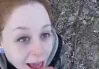 Blowjob from girlfriend on a hike