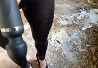 Curvy girlfriend fucked in the ass in an abandoned building