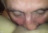 Old Caucasian licked young Armenian girl's pussy