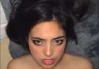 Pushes cutie big dick in mouth