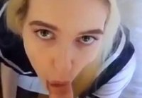 Awesome blonde gives blowjob and gets cum in pussy