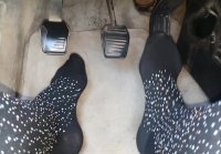 Shoeless Driving Manual Car with Black Sparkling Sock