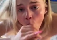 Sexy blonde taking a nice load in her mouth