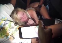 The white whore is fucked in the car in all holes