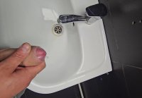 Handjob, cum in sink