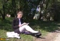 Sex with a young slender student in the forest