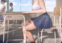 Futanari Asian Girl Masturbating in Classroom in Public