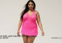 PLUS SIZE LACE HALTER TOP MINI DRESS YANDY.COM