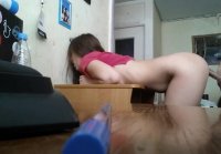 Sweetie pressed to the table and fucked