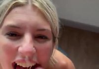 Diligent blonde got a cumshot on her face