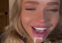 Cum in girlfriend's mouth at a party in the presence of friends