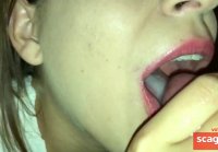 Homemade cum on tongue and swallow