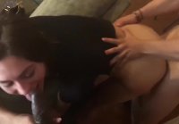 The girl is fucked by two and she is happy