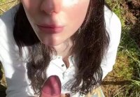 Sissy Babe Blows Her Boyfriend  in  the Park