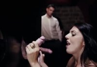 Wife sucks cocks in swinger club with husband