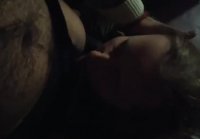 My friend gives a small blowjob at home