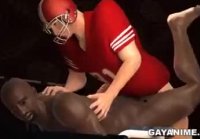 Gay cartoon jugadores de futbol americano después del entrenamiento