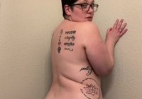 Fatty shows her big ass and hairy pussy