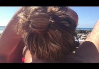 Wife does blowjob at the beach