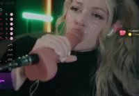 Cutie in cum is fucked by sex machine dildo in mouth