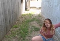 Girl jerking in the yard