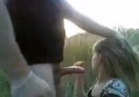 Village whore gives blowjob in nature swallowing cum not