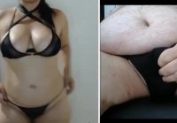 Fat amateurs solo show on webcam ends with cum