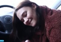 Uzbek woman sucked dick to cum in car