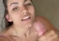 Beauty masturbate dick for facial