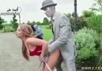 Blowjob and sex with a statue)