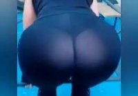 Girl butt in transparent leggings