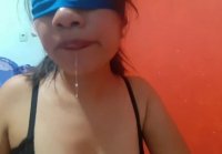 Mexican Teen Babysitter Plays with Cum in Her Mouth